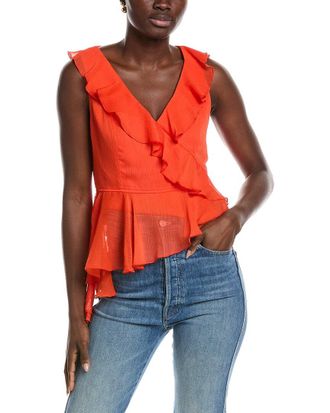 Shelli Segal Laundry By Shelli Segal Asymmetrical Ruffle Blouse