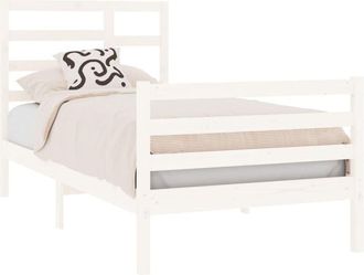 vidaXL Bed Frame without Mattress White Solid Wood 75x190 cm Small Single vidaXL