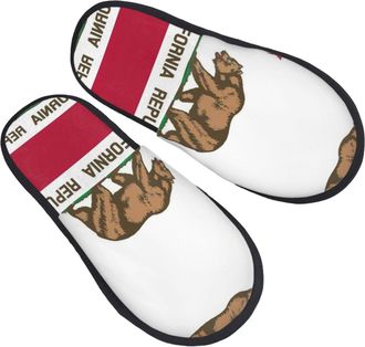 Generic Slipper California State Flag Portable Fleece Slippers Unisex House Shoes For Ladies Indoor Men L