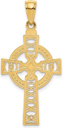 Diamond2Deal 10k Yellow Gold Celtic Cross Eternity Circle Pendant