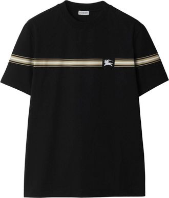 Burberry striped-detail cotton T-shirt - men - Cotton/Elastane - S - Black