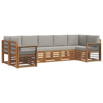 vidaXL Conjunto De Sof&aacute; Seccional Con Coj&iacute;n 7 Pcs Gris Natural Y Claro Vidaxl