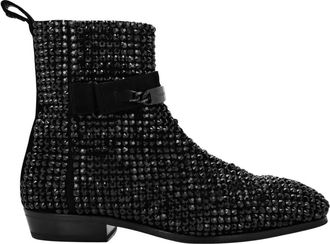Philipp Plein Suede Flat Boots Stones - Heren - Cowboylaarzen - Zwart - 40 EU - Leer - Schoenen