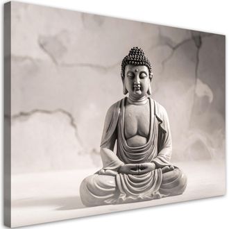 Feeby Cuadro En Lienzo, Buda Meditando Spa Zen Beige, 100x70