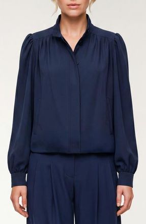 Liverpool Balloon Sleeve Jacket in Oxford Navy at Nordstrom, Size X-Large