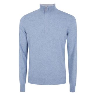 Gran Sasso Lange Mouwen Zip Turtle Neck - Heren - Truien - Blauw - Maat: XL Wol