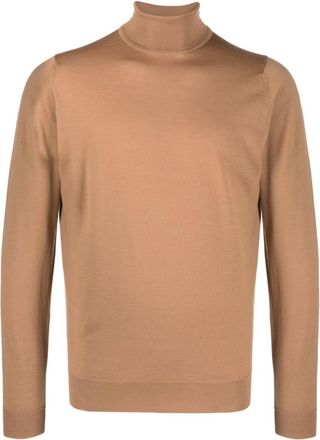 John Smedley Brown Turtle Neck Sweaters