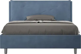 ITYhome Letto Alla Francese Rivestito In Microfibra - Appia - Dimensione Rete: 140x190 - Colore: Blu - Tipologia Letto: Con Rete