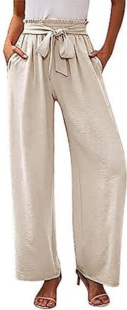 Pantalon Palazzo Femme été - Taille élastique, Jambes Larges, Poches, Tissu Fluide Et Confortable