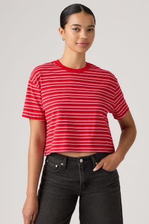 Levi's Cropped Anyday Tee - Mujer - S - Multicolor / Capricorn Stripe True Red