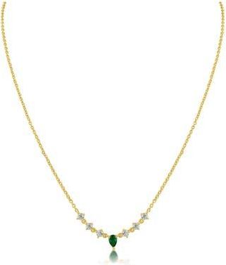 Kenneth Jay Lane Cubic Zirconia Delicate Pendant Necklace in Green/Gold at Nordstrom Rack, Size 16