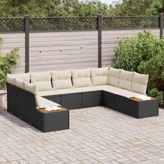 vidaXL Vidaxl - Conjunto De Sof&aacute; De Jard&iacute;n Con Coj&iacute;n 5 Pcs Negro Y Crema
