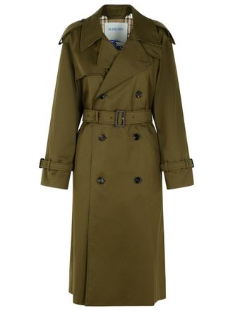 Burberry Green Cotton Blend Trench Coat