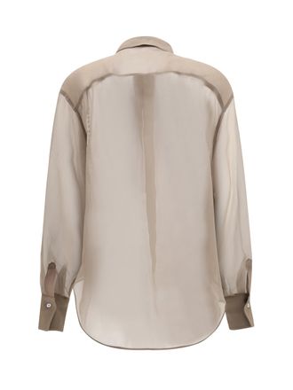 Brunello Cucinelli Womens Shirt Sheer Checked Silk Rope