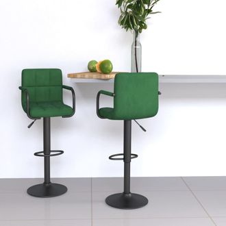 vidaXL Vidaxl - Taburetes De Cocina 2 Unidades Terciopelo Verde Oscuro
