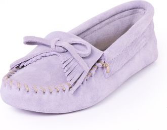 Minnetonka Womens Kilty Soft Leather Sole Moccasin, Dusty Violet, 8 UK