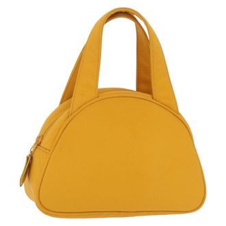 Saint Laurent Vintage Quilted Top Handle Bag Nylon Yellow Nylon Handbag (Pre-Owned)