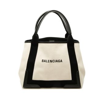 Balenciaga Black Ivory Canvas Leather Handbag Pouch Tote Bag (Pre-Owned)