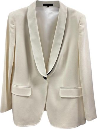 Escada Ivory Tailored Jacket with Contrast Collar Size L