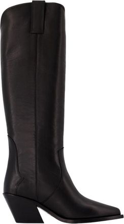 Anine Bing Womens Tall Tania Boots Leather Black Calfskin Shoes