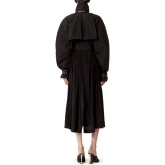 Lanvin Bi-Material Trench Coat In Silk Faille And Charmeuse Fabric in Black at Nordstrom, Size 38 Eu