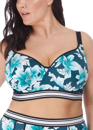 Elomi Island Lily Sweetheart Crop Bikini Top In Petrol
