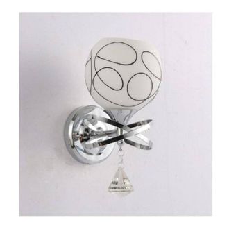 Trade Shop Trade Shop - Applique Moderno Paralume Vetro Sfera Bianca Nera Pendente Cristallo Argento E10