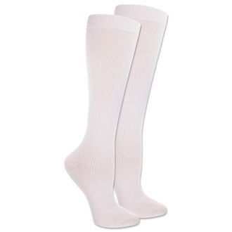 Dr. Scholls Womens Travel Knee High Socks with Graduated Compression, White (2 Pack), Shoe Size: 4-10