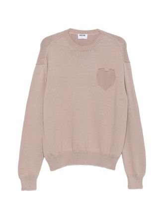 Moschino Knitted Sweater with Heart-Shaped Patch and Ribbed Finish