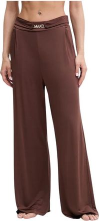 Liu Jo Glanzende Jersey Broek - Dames - Wijde Broeken - Bruin - S - Broeken