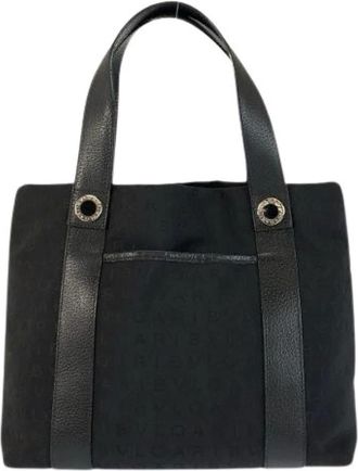 Bulgari Pre-owned Tote Bags, female, Black, Size: ONE SIZE Pre-owned Canvas Tote Bag