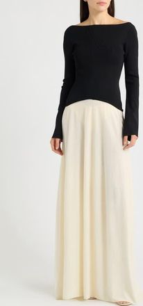 Solid & Striped The Ambrio Bateau Neck Long Sleeve Maxi Dress in Noir/brule at Nordstrom, Size X-Large