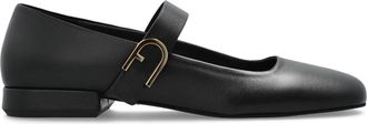 Furla White Pointed Toe Minimalist Strap Flats