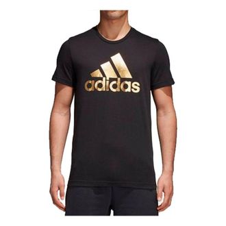 adidas Logo Printing Sports Short Sleeve Black CV4507
