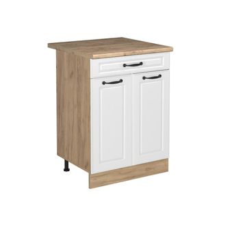 Vicco Mueble Bajo De Cocina R-line, Blanco Casa De Campo/roble Dorado, 60 Cm Con Caj&oacute;n Encimera Roble Dorado, Vicco