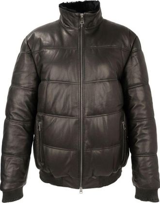 Sergio Moretti Black Padded Quilted Sheep Leather Jacket