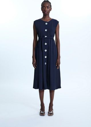 James Lakeland Buttoned Pocket Sleeveless Midi Dress Navy
