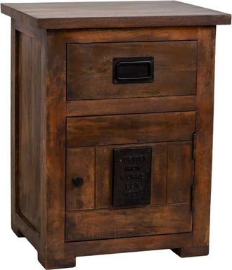 Wanderlust Deco Mesita de madera artesanal marr&oacute;n 51x40x64 alt. cm