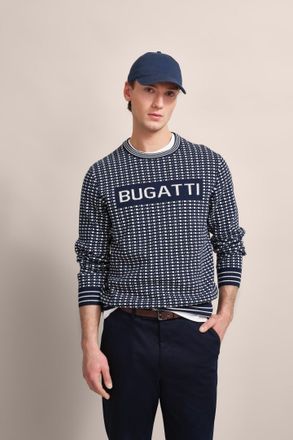 Bugatti Strickpullover mit präsentem Logo-Print