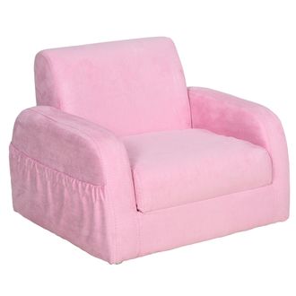 HOMCOM 2 In 1 Kids Armchair Sofa Bed Fold Out Padded Wood Frame Bedroom Pink | TJ Hughes Grey