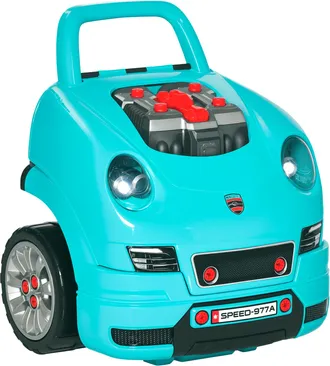 OEM Juego Infantil De Motor Con Herramientas 61 Piezas Volante Bocina Faros Caja De Almacenaje Y Ruedas 40x39x47 Cm Turquesa