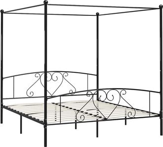 vidaXL Estructura Cama Con Dosel Sin Colch&oacute;n Metal Negro 180x200 Cm Vidaxl