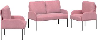 vidaXL Juegos De Sof&aacute;s 3 Uds. Rosa Madera Contrachapada Vidaxl