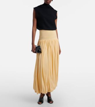 Toteme Soft Gathered Skirt In Champagne