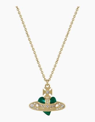 Vivienne Westwood Womens New Diamante Heart Pendant Gold - Green - Size: OS