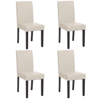 Hhg Hhg - Juego De 4 Sillas De Comedor Silla De Cocina Littau Con Certificaci&oacute;n Mvg, Cuero Sint&eacute;tico, Blanco, Patas Oscuras