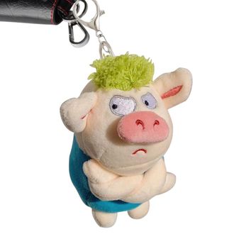 Generic Funny Pig Keychain - Plush Animal Back Pendant, Sweet Pig Accessory | Cute Green Hair Angry Key Ring for Charm Decoration from, to m, Blue Coat, Se r&eacute;