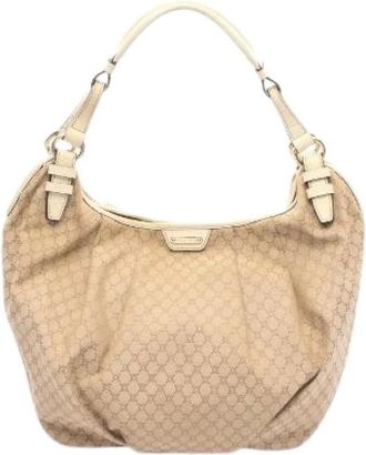 Celine Pre-owned Macadam Canvas Leren Schoudertas - Dames - Vintage Schoudertas - Beige - ONE Size - Leer - Vintage
