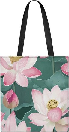 Generic Lotuses Flower Womens Tote Casual Shopping Bag Lightweight Shoulder Bags Hobos Handbag for Work Travel Daily 35x40cm