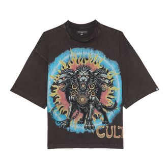 Cult of Individuality Cults Oversized Short Sleeve Crew Neck Tee May The Bridges I Burn in Vintage Charcoal
